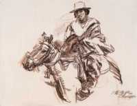 陈逸飞 2002年作 西藏的骑马青年